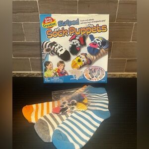 Small World Creative Striped Sock Puppet Kit for 3 Sock Puppets (*Partial Kit)